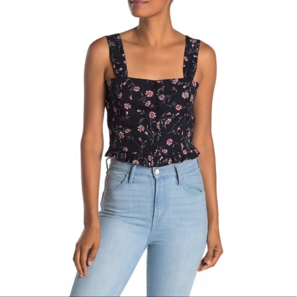 SUGARLIPS Black flower crop top - floral print